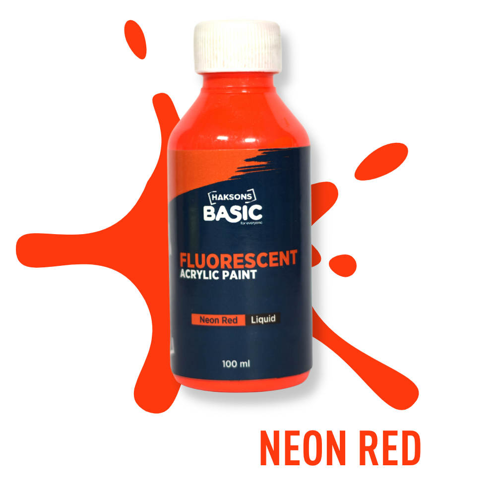 Haksons Fluorescent Acrylic Paints - Neon Red